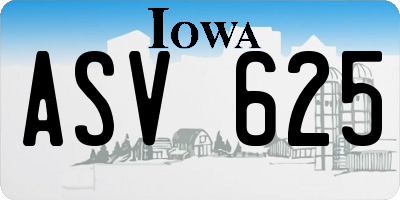 IA license plate ASV625