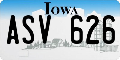 IA license plate ASV626