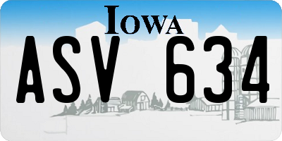 IA license plate ASV634
