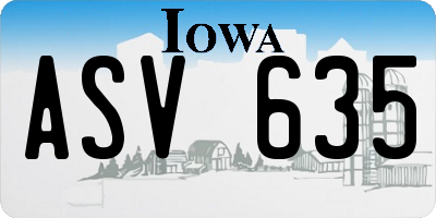 IA license plate ASV635