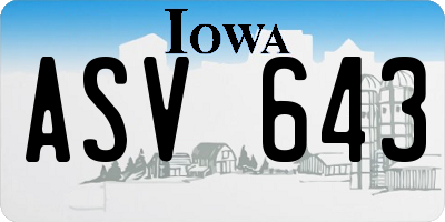 IA license plate ASV643