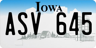 IA license plate ASV645