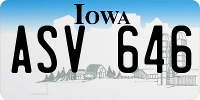 IA license plate ASV646
