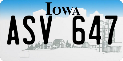 IA license plate ASV647