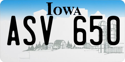 IA license plate ASV650