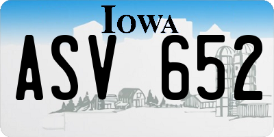 IA license plate ASV652
