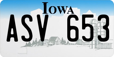 IA license plate ASV653