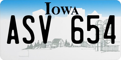 IA license plate ASV654