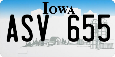 IA license plate ASV655