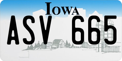 IA license plate ASV665