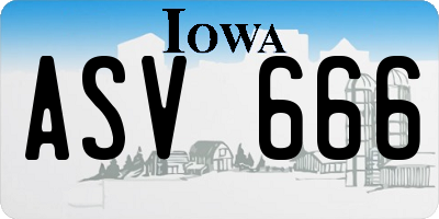 IA license plate ASV666