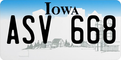 IA license plate ASV668