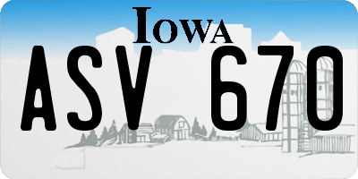 IA license plate ASV670