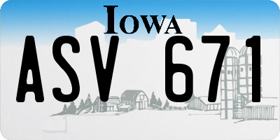 IA license plate ASV671