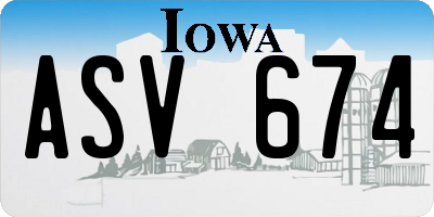 IA license plate ASV674