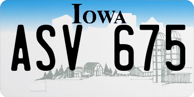 IA license plate ASV675