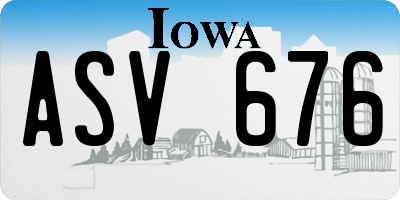 IA license plate ASV676