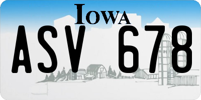 IA license plate ASV678