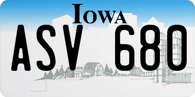 IA license plate ASV680