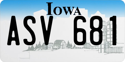 IA license plate ASV681