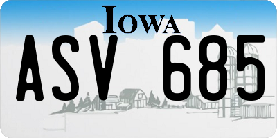 IA license plate ASV685