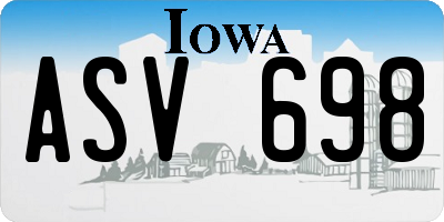 IA license plate ASV698