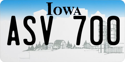 IA license plate ASV700
