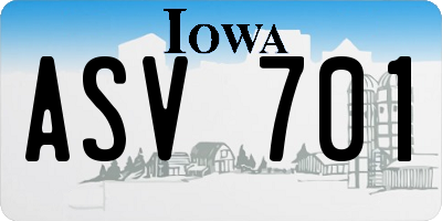 IA license plate ASV701