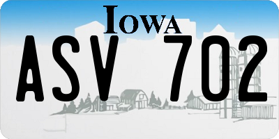 IA license plate ASV702