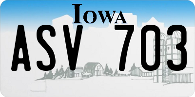 IA license plate ASV703