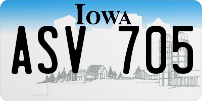 IA license plate ASV705