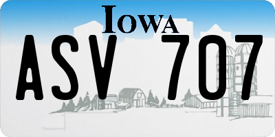 IA license plate ASV707