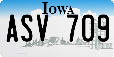 IA license plate ASV709