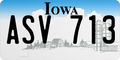 IA license plate ASV713