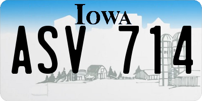IA license plate ASV714