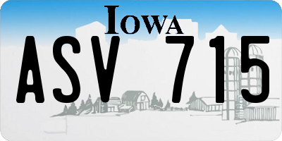 IA license plate ASV715