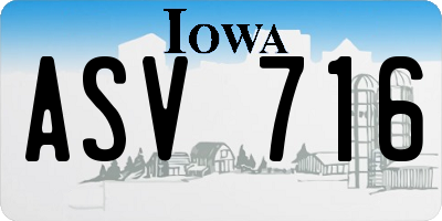 IA license plate ASV716