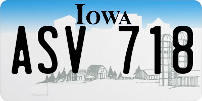 IA license plate ASV718