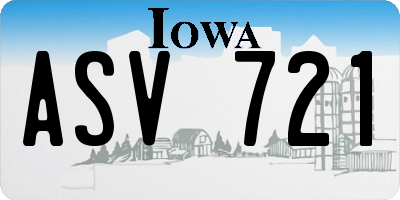 IA license plate ASV721
