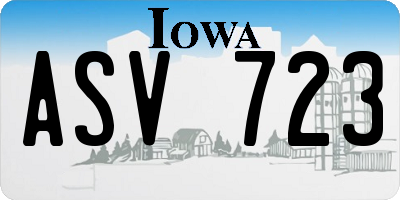 IA license plate ASV723