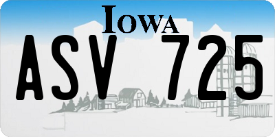 IA license plate ASV725