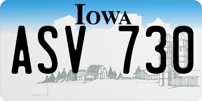 IA license plate ASV730