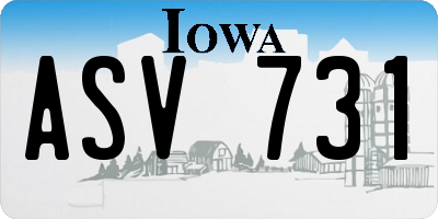 IA license plate ASV731