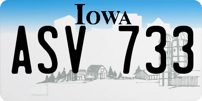 IA license plate ASV733