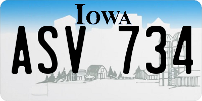 IA license plate ASV734