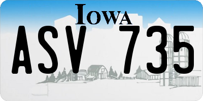 IA license plate ASV735