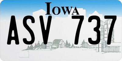 IA license plate ASV737