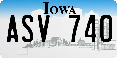 IA license plate ASV740