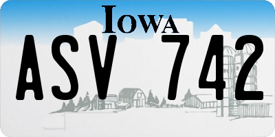 IA license plate ASV742