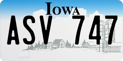 IA license plate ASV747